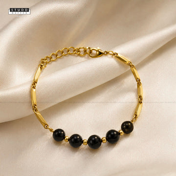 Obsidian Crystal Rice Chain Bracelet