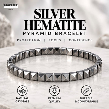 Silver Hematite Pyramid Bracelet