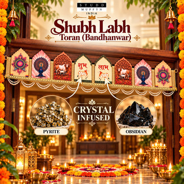Shubh Labh Toran (Bandhanwar) – Crystal Infused Pyrite & Obsidian