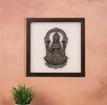 Goddess Lakshmi Pyrite-Selenite 3D Plate (Complimentary wooden frame)