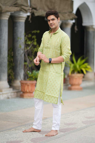 Chanderi Silk Lime Green Kurta