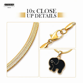 Mini Elephant Pendant - 24K Gold Plated [ With Velore Snake Chain]