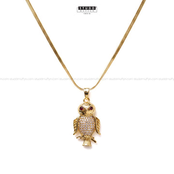 The Protection OWL pendant - 24K Gold Plated [ With Velore Snake Chain]