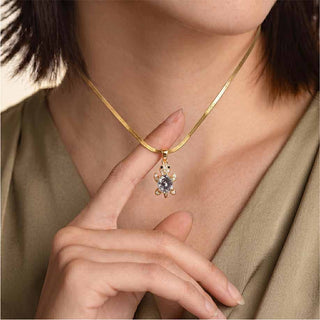Glow Shell Turtle Crystal Pendant - 24K Gold Toned