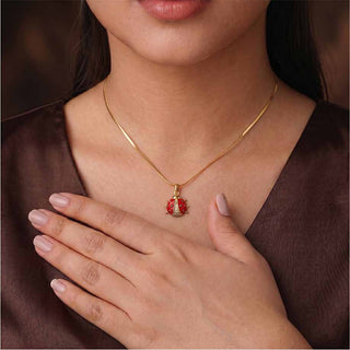 Lucky Ladybug Pendant - 24k Gold Tone Plated [ With Chain ]