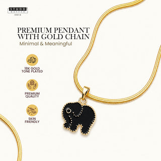 Mini Elephant Pendant - 24K Gold Plated [ With Velore Snake Chain]