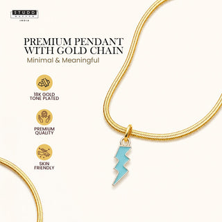 Thunder Pendant - 24K Gold Plated [ With Velore Snake Chain]