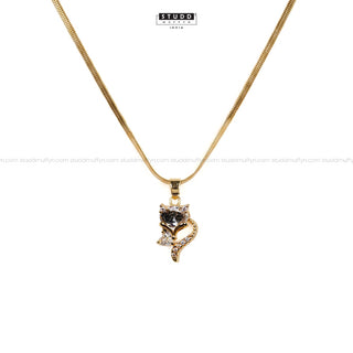Wisdom Fox Pendant - 24K Gold Plated [ With Velore Snake Chain]