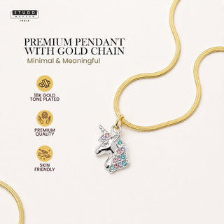 Unicorn Pendant - 24K Gold Plated [ With Velore Snake Chain]