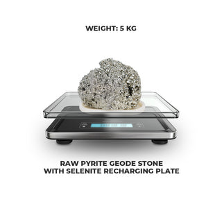 5 Kg Raw Pyrite Geode Stone With Selenite Recharging Plate