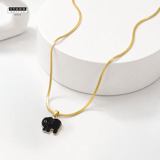 Mini Elephant Pendant - 24K Gold Plated [ With Velore Snake Chain]