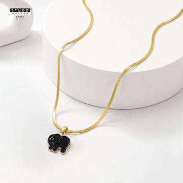 Mini Elephant Pendant - 24K Gold Plated [ With Velore Snake Chain]