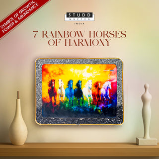 7 Rainbow Riche Rich Horses of Harmony With Gold Frame [Rectangle Shape]