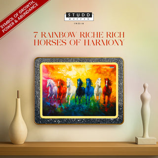 7 Rainbow Riche Rich Horses of Harmony With Gold Frame [Rectangle Shape]
