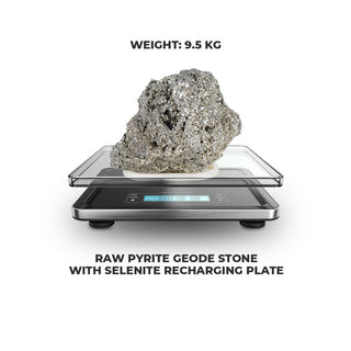 9.5 Kg Raw Pyrite Geode Stone With Selenite Recharging Plate