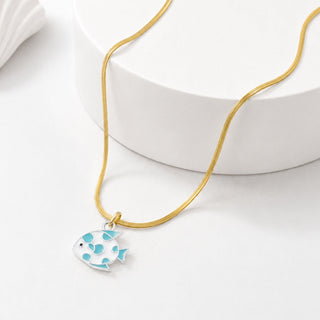 Ocean Fish Pendant - 24K Gold Plated [ With Velore Snake Chain]
