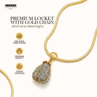 Aesthetic Pyrite Locket With Chain