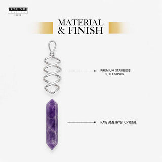 Amethyst and Rose Quartz Crystal Pencil Pendant with 18K Gold-tone Plated Chain