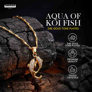 Aqua of Koi Fish - 24k Gold Tone Plated