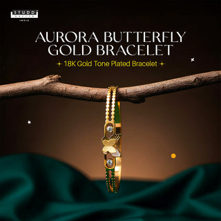 Aurora Butterfly Gold Bracelet - 18K Gold Tone Plated Bracelet