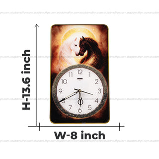 Black-White Horse Duo Riche Rich Clock