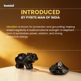 Black Obsidian Crystal Elephant | Miniature Series