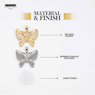 Brave Wings Butterfly Pendant - 24K Gold Plated [ With Velore Snake Chain]