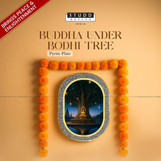 Buddha Under Bodhi Tree Pyrite Plate [Rounded Rectangle]