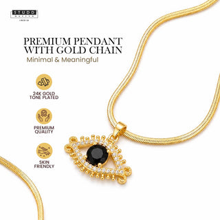 Celestial Eye Pendant - 24K Gold Plated [ With Velore Snake Chain]