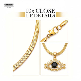Celestial Eye Pendant - 24K Gold Plated [ With Velore Snake Chain]