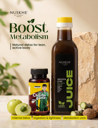 Charbi Gone 30 Capsules & Arogya Lean Juice Combo – Advanced Fat Management & Ayurvedic Fitness Support