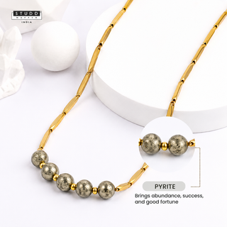 Pyrite Crystal Rice Chain - 24k Gold Plated