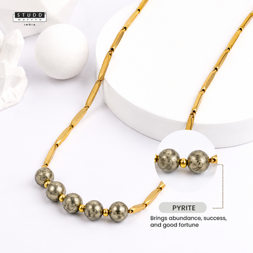 Pyrite Crystal Rice Chain - 24k Gold Plated