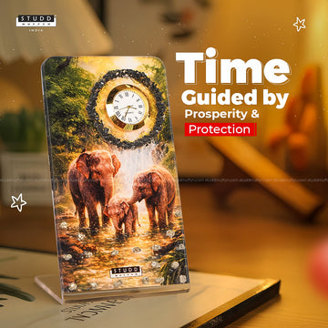 Elephant Family Riche-Riche Crystal Table Clock
