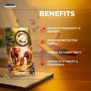 Elephant Family Riche-Riche Crystal Table Clock