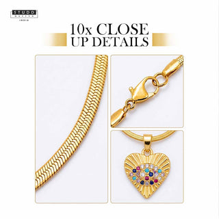 Crystal Pendant Eye of Affection - 24K Gold Plated [ With Velore Snake Chain]