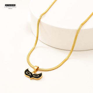 Face Mask Pendant - 24K Gold Plated [ With Velore Snake Chain]