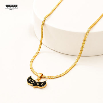 Face Mask Pendant - 24K Gold Plated [ With Velore Snake Chain]