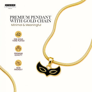 Face Mask Pendant - 24K Gold Plated [ With Velore Snake Chain]