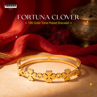 Fortuna Clover Bracelet - 18K Gold Tone Plated Bracelet