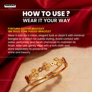 Fortuna Clover Bracelet - 18K Gold Tone Plated Bracelet