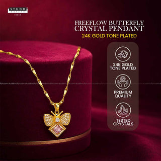FreeFlow Butterfly Crystal Pendant – 24K Gold Tone Plated