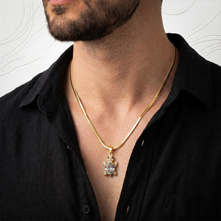 Glow Shell Turtle Crystal Pendant - 24K Gold Toned