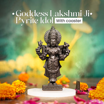 Goddess Lakshmi Ji Pyrite Idol With coaster