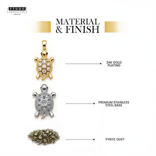 Golden Tortoise Crystal Pendant - 24K Gold Toned