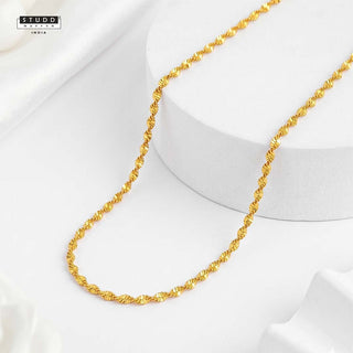 Golden Twisted Chain - 24K Gold Tone Plated [ Pack of 2 ]