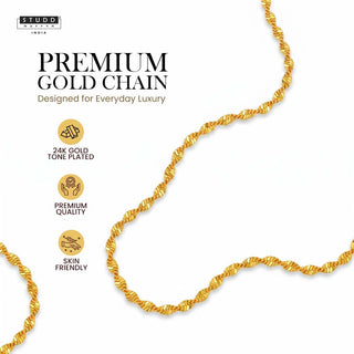 Golden Twisted Chain - 24K Gold Tone Plated [ Pack of 2 ]