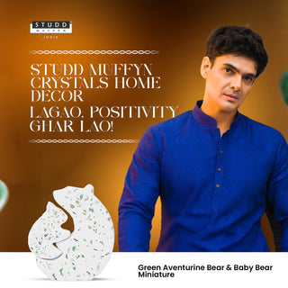 Green Aventurine Bear & Baby Bear Miniature