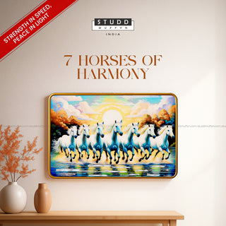 7 Horses of Harmony With Gold Frame