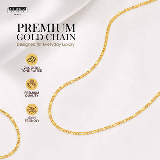 Golden Link Chain - 24K Gold Plated [ Pack of 2 ]